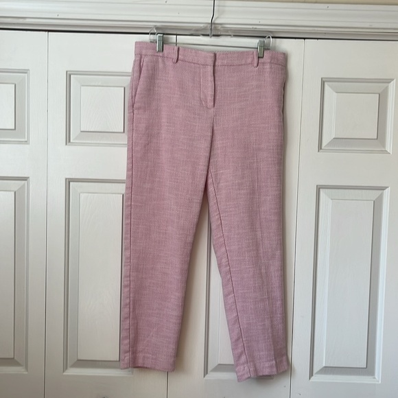 Ann Taylor Ava ankle pants in pink & white texture. Size 10 Tall - Picture 4 of 10